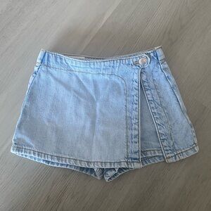 Zara Light Blue Denim Skort Shorts